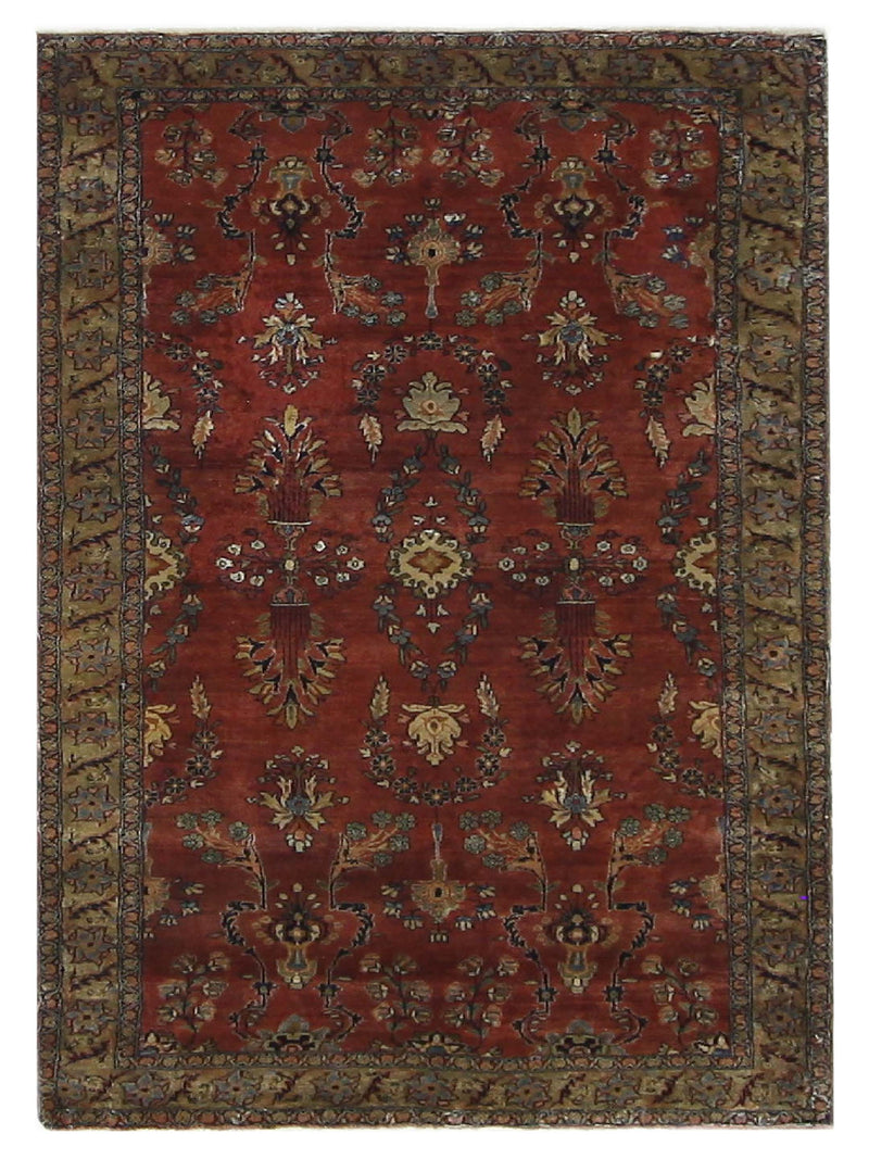 Fasa Antique Sarouk Burgundy Brown Traditional
