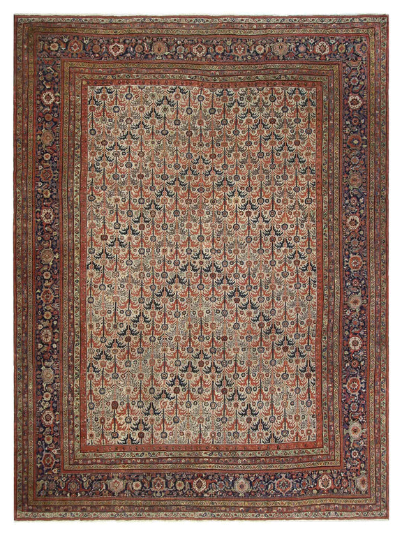 Fasa Antique Sultanabad  Ivory Indigo Traditional