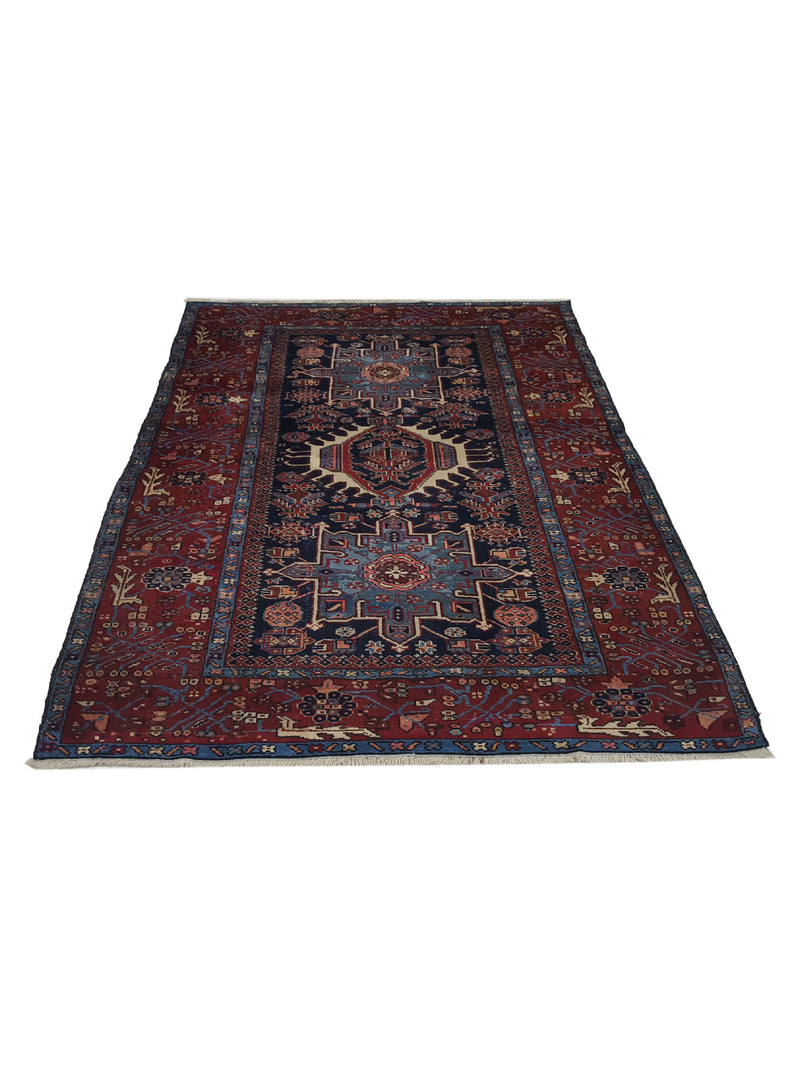 Fasa Antique Karajah 33978 Indigo Burgundy Traditional Antique Rug