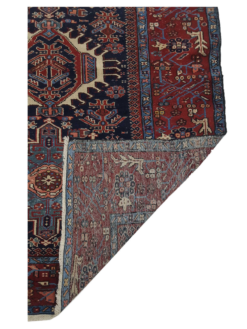 Fasa Antique Karajah 33978 Indigo Burgundy Traditional Antique Rug