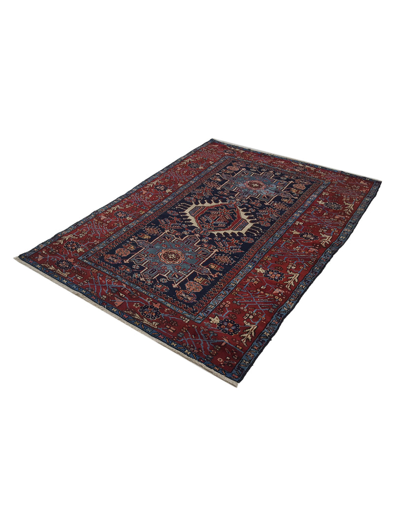 Fasa Antique Karajah 33978 Indigo Burgundy Traditional Antique Rug