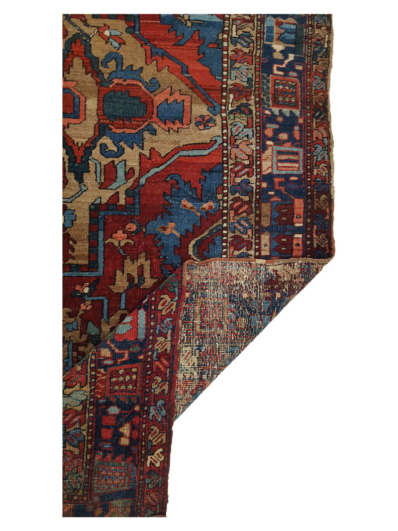 Fasa Antique Heriz 33980 Rust Indigo Traditional Antique Rug