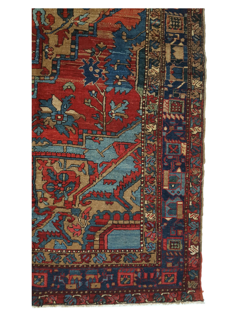 Fasa Antique Heriz 33980 Rust Indigo Traditional Antique Rug