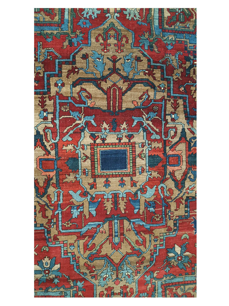 Fasa Antique Heriz 33980 Rust Indigo Traditional Antique Rug