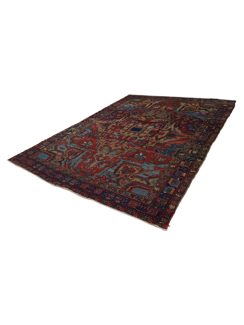 Fasa Antique Heriz 33980 Rust Indigo Traditional Antique Rug