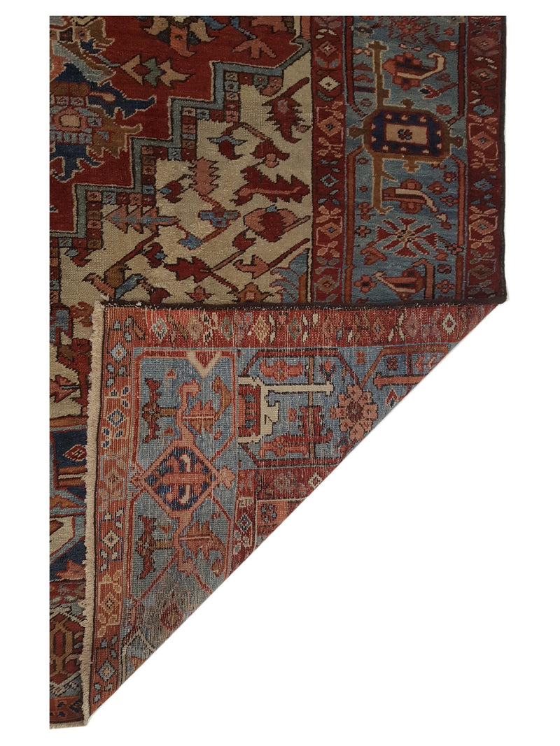 Fasa Antique Serapi 35576 Rust Blue Traditional Antique Rug