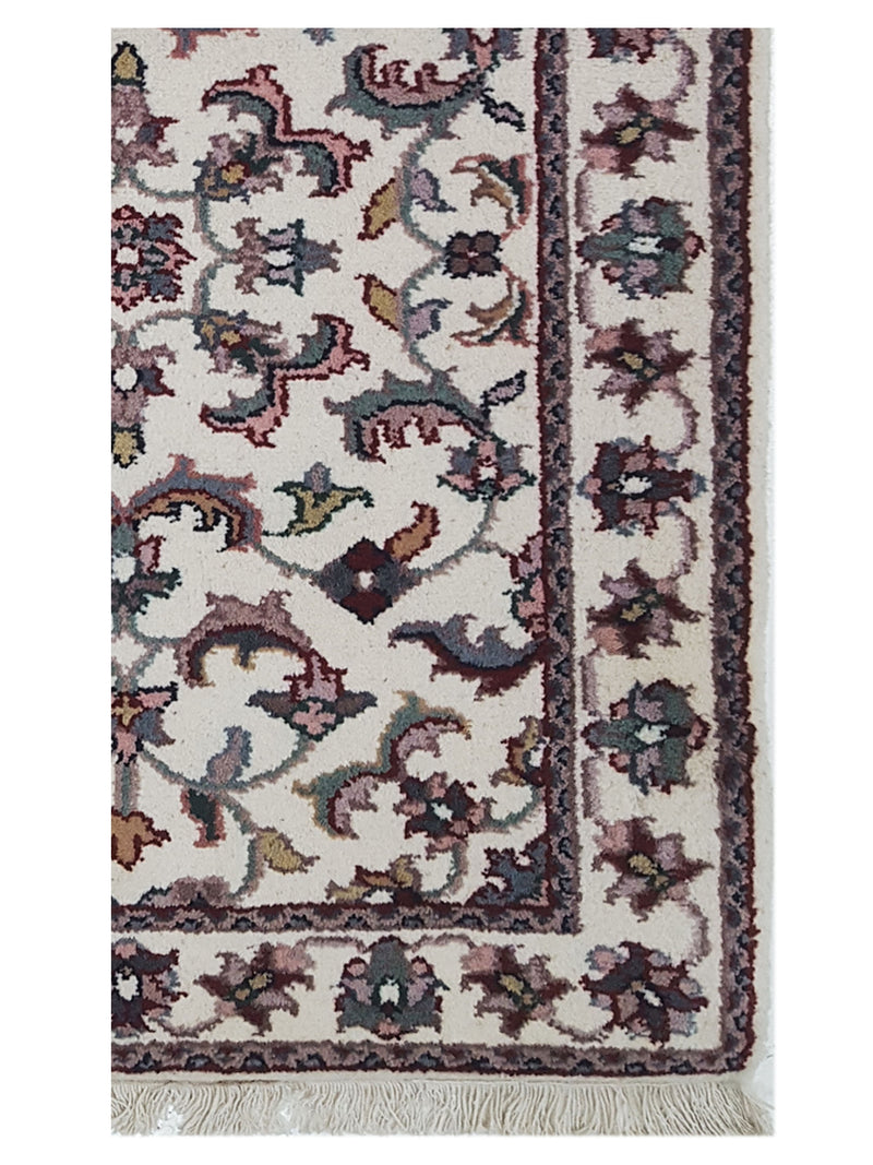 Pacific Kashan Indo 36753 Ivory Ivory Traditional Hand Knotted Rug