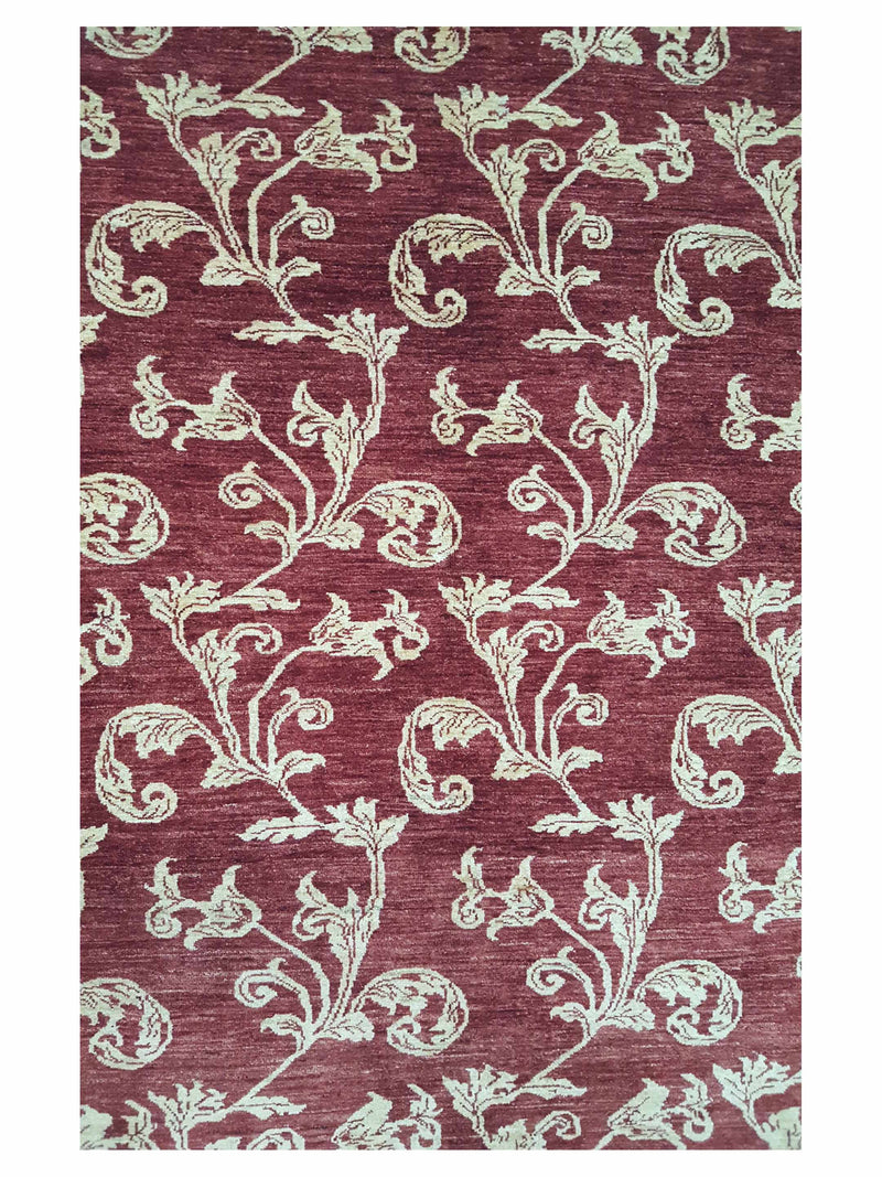 Pacific Ziegler 37094 Burgundy Gold Modern Hand Knotted Rug