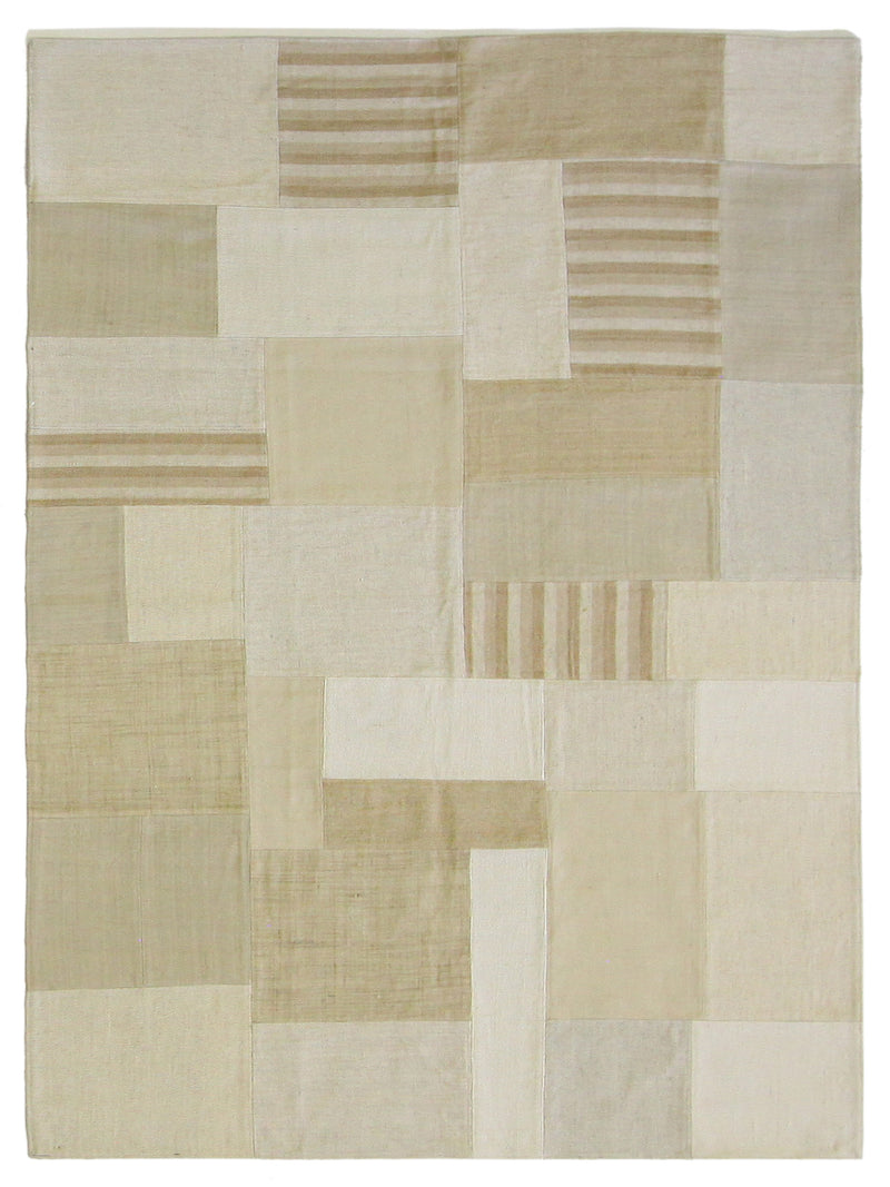 Pacific Patch Flatweave Ivory Beige Patchwork