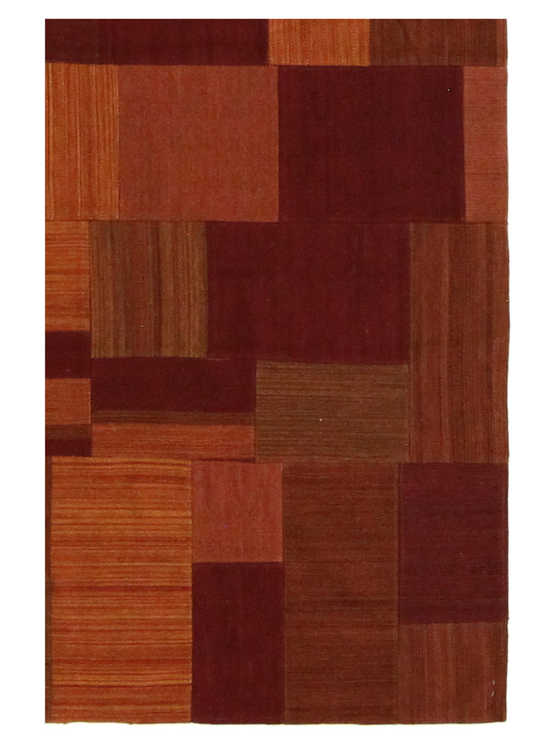 Pacific Patch Flatweave 39337 Rust Orange Patchwork Hand Knotted Rug