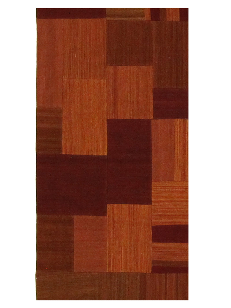 Pacific Patch Flatweave 39337 Rust Orange Patchwork Hand Knotted Rug