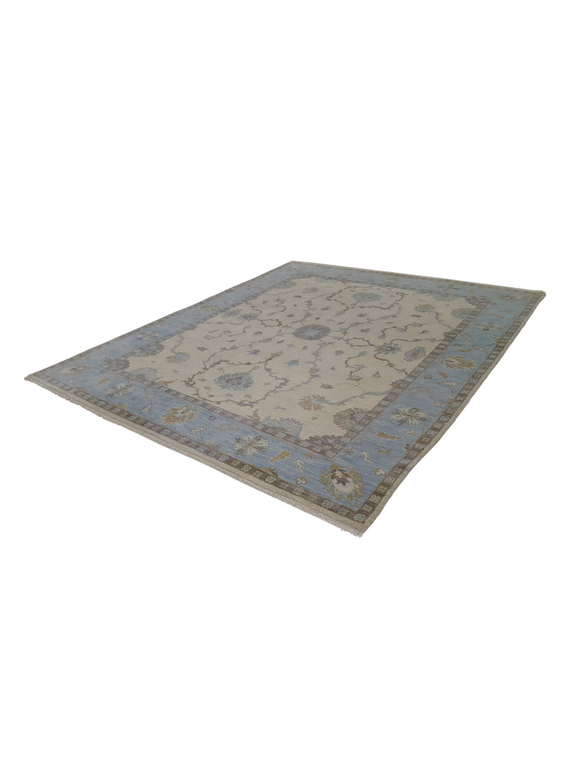 Pacific Angora 39483 Ivory Blue Traditional Hand Knotted Rug