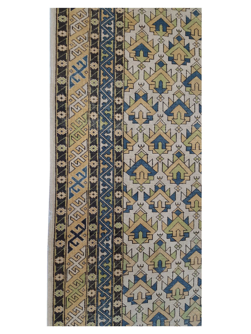 Pacific Caucasian 39792 Ivory Yellow Traditional Hand Knotted Rug