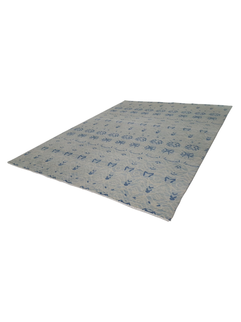 Pacific Arts and Crafts 39894 Blue Ivory Transitional Hand Knotted Rug