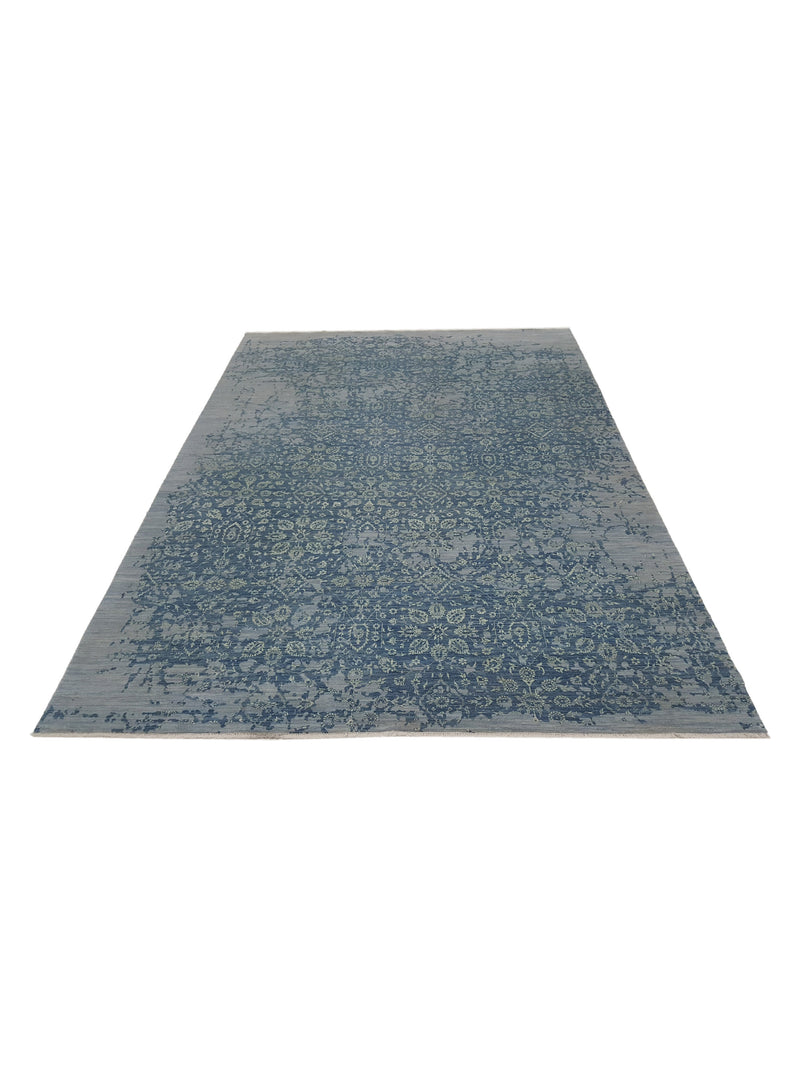 Pacific Erase 40061 Grey Blue Modern Hand Knotted Rug