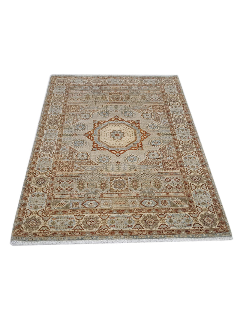 Pacific Mamluk 40116 Beige Rust Traditional Hand Knotted Rug