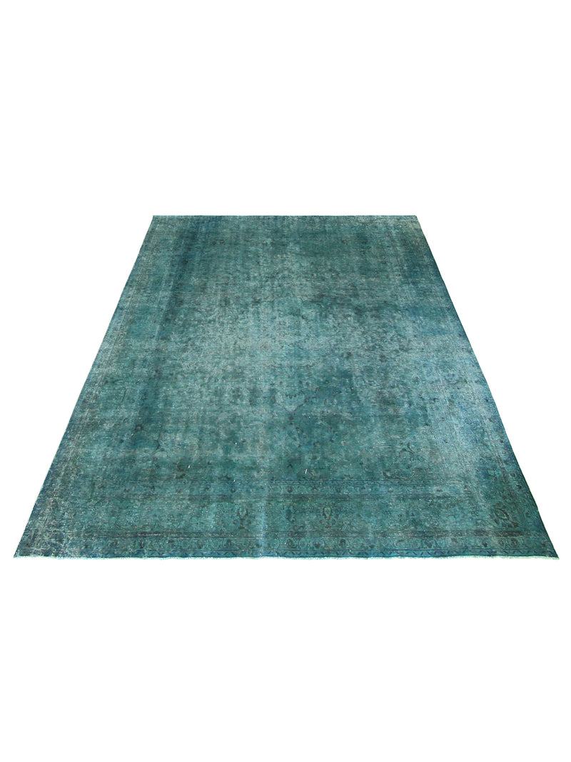Pacific Overdyed 40184 Teal Teal Transitional Hand Knotted Rug