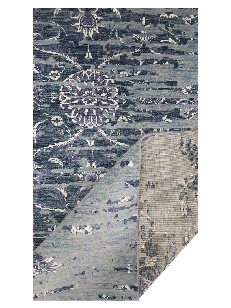 Pacific Erase 40235 Grey Jade Blue Modern Hand Knotted Rug