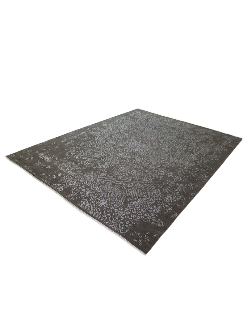 Pacific Erase 40265 Charcoal Silver Modern Hand Knotted Rug
