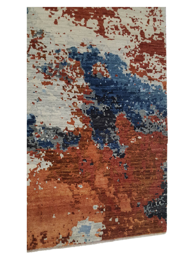 Pacific Galaxy 40289 Red Beige Modern Hand Knotted Rug