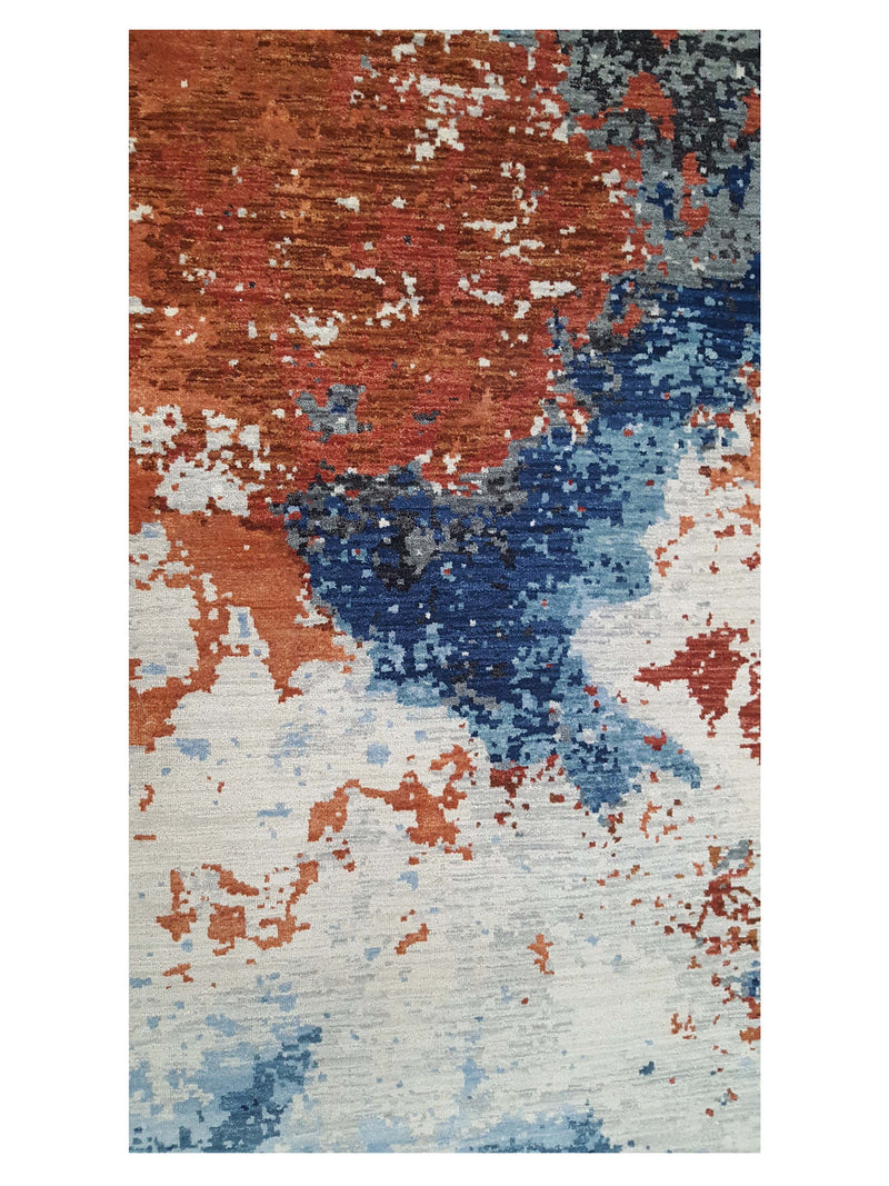 Pacific Galaxy 40289 Red Beige Modern Hand Knotted Rug
