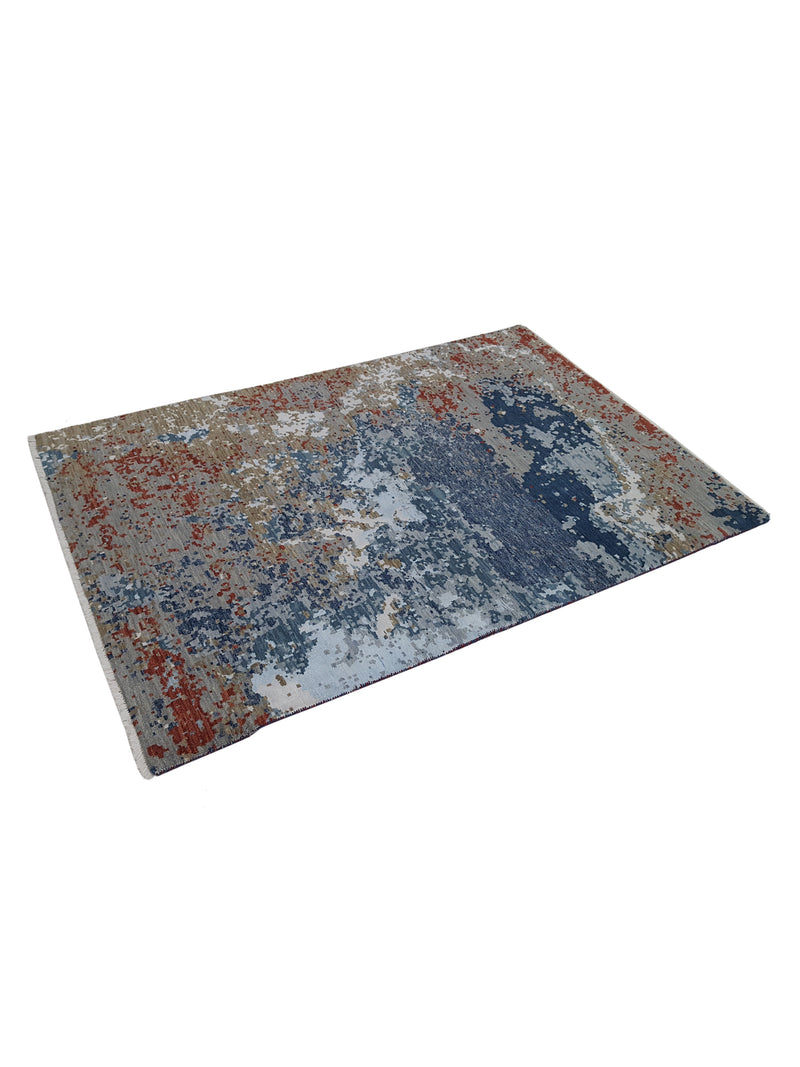 Pacific Galaxy 40345 Grey Blue Modern Hand Knotted Rug
