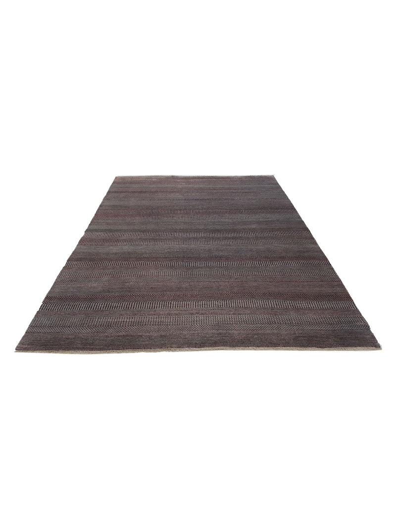 Pacific Sari Silk 40376 Grey Burgundy Transitional Hand Knotted Rug
