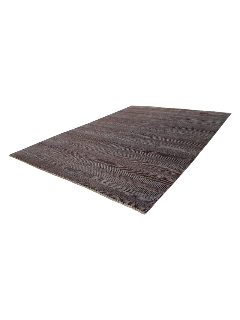 Pacific Sari Silk 40376 Grey Burgundy Transitional Hand Knotted Rug