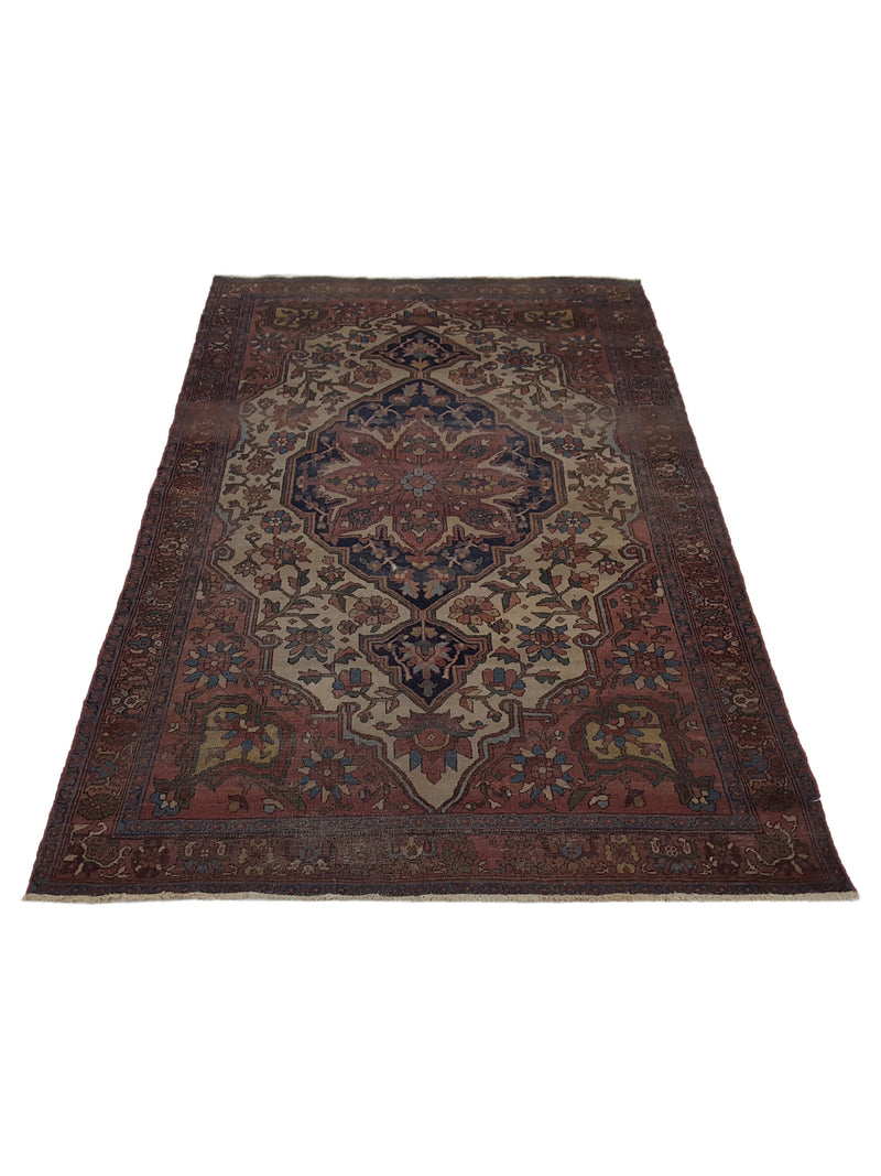 Fasa Antique Sarouk Farahan 40448 Cream Brown Traditional Antique Rug