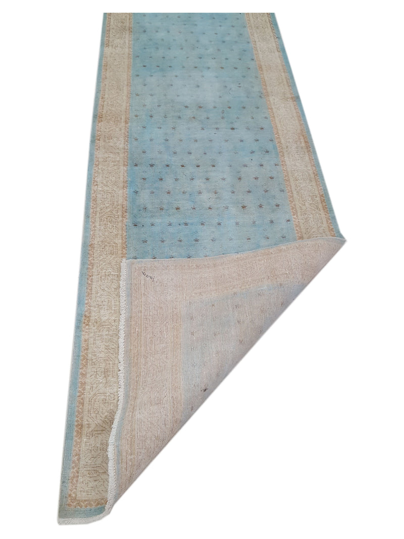 Pacific Vintage 40485 Teal Ivory Vintage Hand Knotted Rug