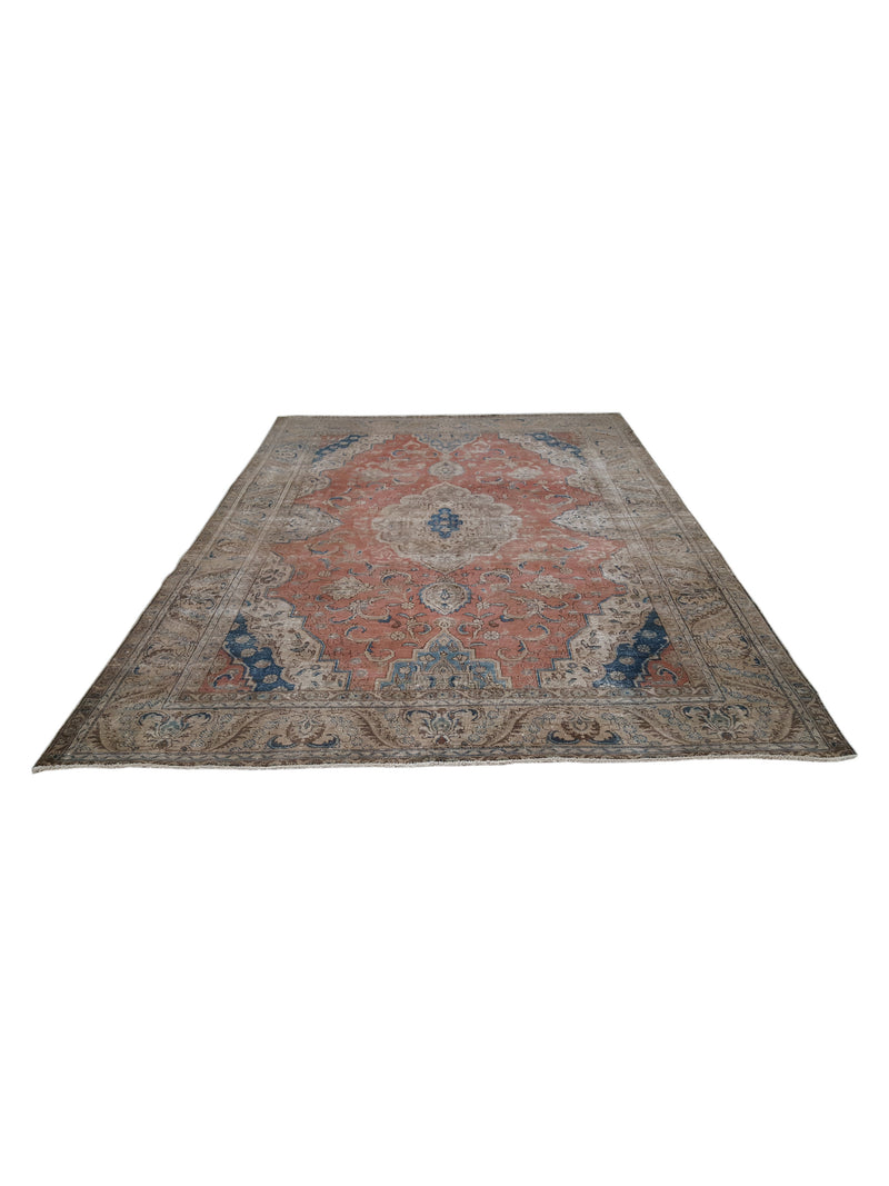 Pacific Vintage 40511 Peach Brown Vintage Hand Knotted Rug
