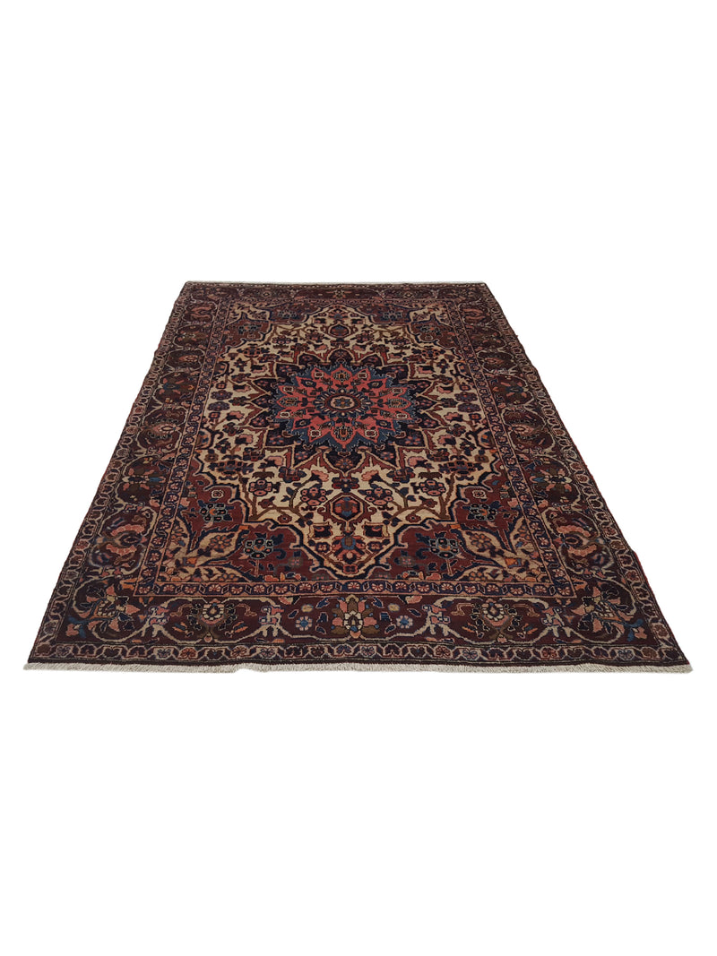 Fasa Antique Bakhtiyari 40584 Ivory Rust Traditional Antique Rug
