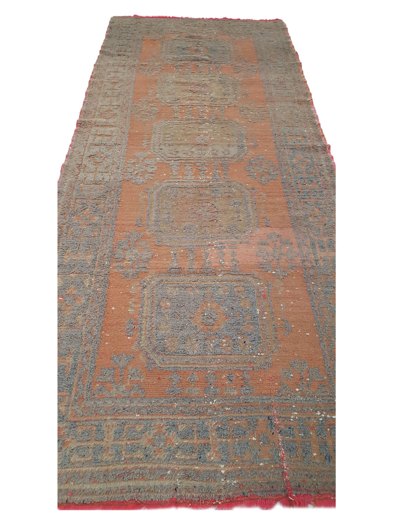 Fasa Antique Ushak 40586 Orange Grey Traditional Antique Rug