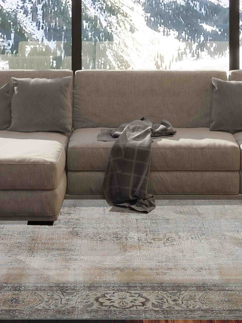 Pacific Vintage 40647 Camel Ivory Vintage Hand Knotted Rug
