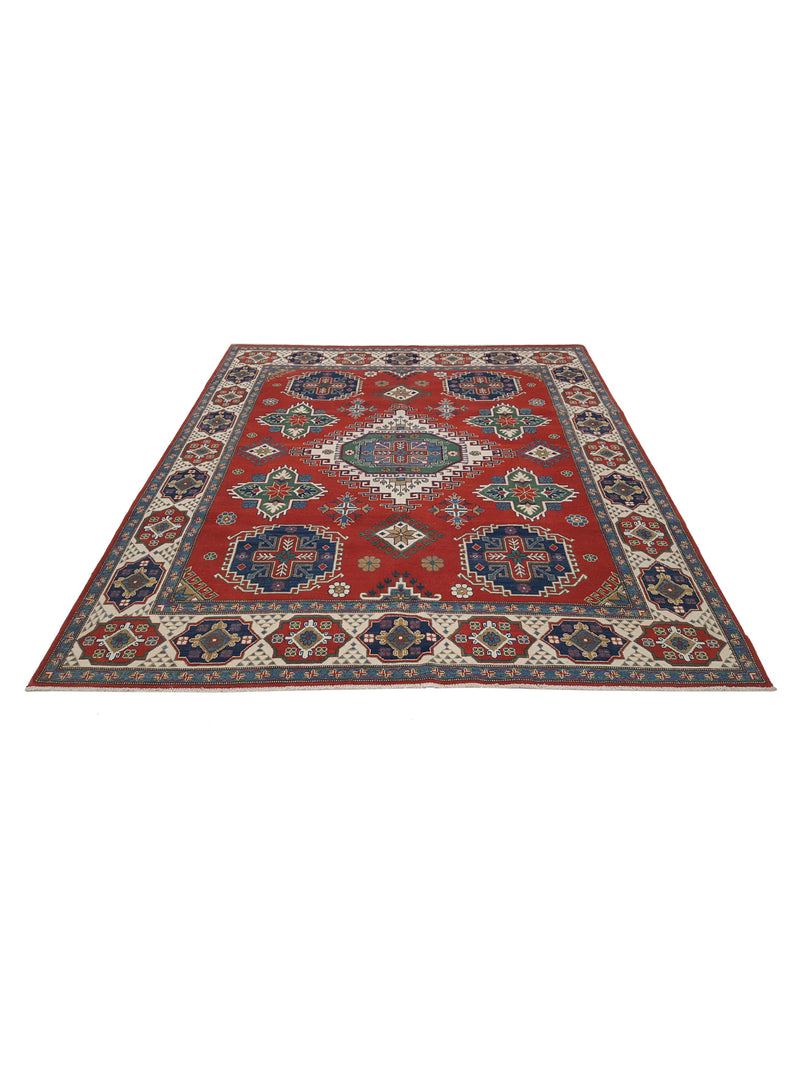 Pacific Kazak 40749 Red Ivory Traditional Hand Knotted Rug