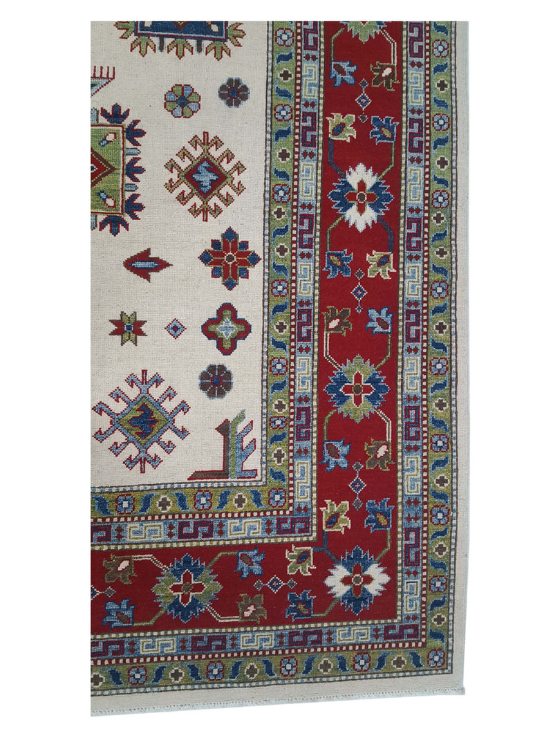 Pacific Kazak 40752 Ivory Red Traditional Hand Knotted Rug