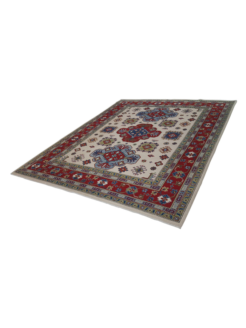 Pacific Kazak 40752 Ivory Red Traditional Hand Knotted Rug