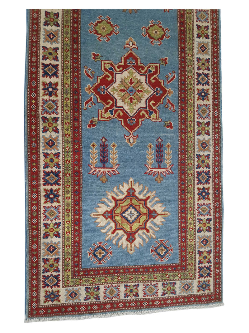 Pacific Kazak 40795 Blue Ivory Traditional Hand Knotted Rug
