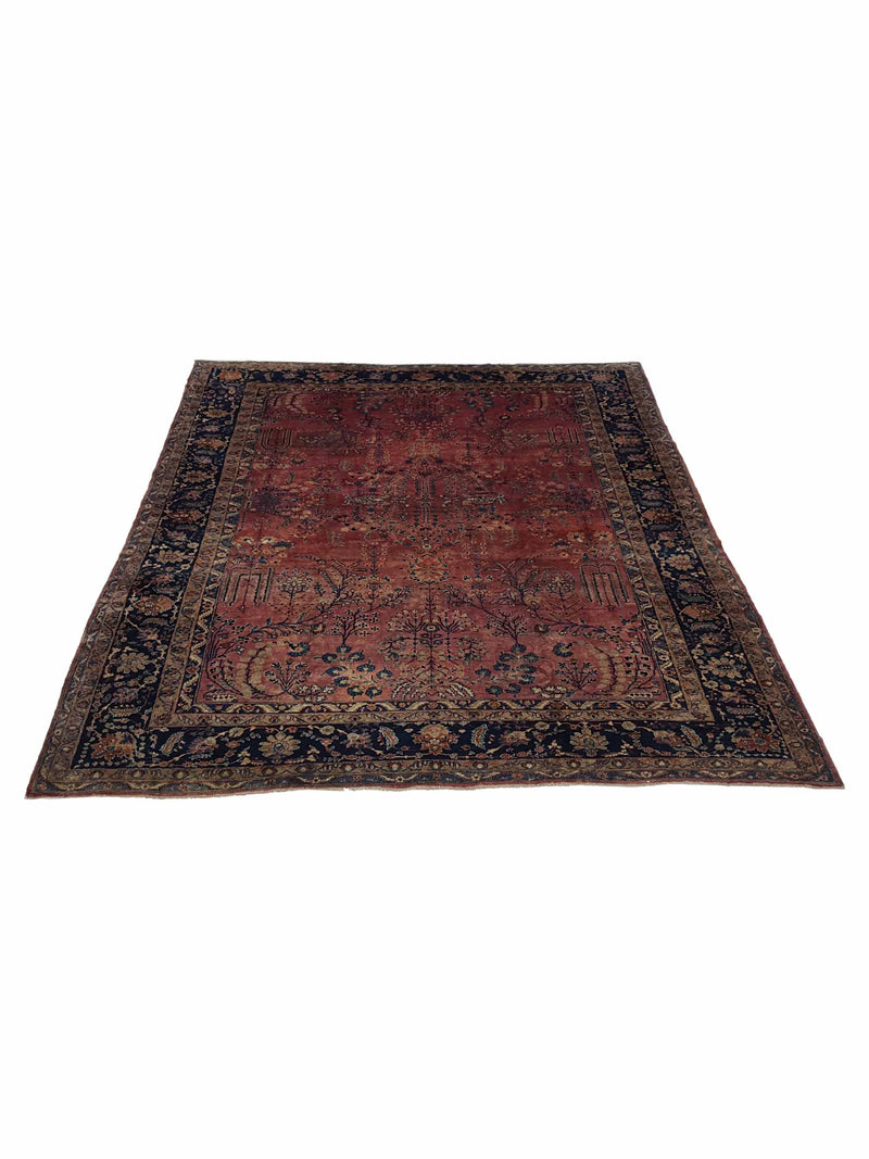 Pacific Sarouk 40829 Rust Navy Traditional Hand Knotted Rug