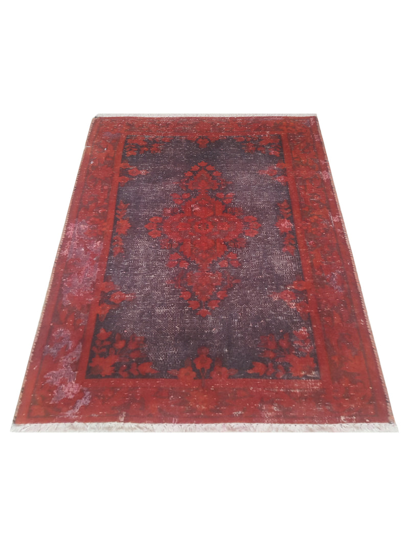 Pacific Vintage 41003 Black Red Vintage Hand Knotted Rug