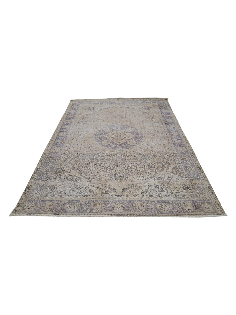 Pacific Vintage 41026 Ivory Purple Vintage Hand Knotted Rug