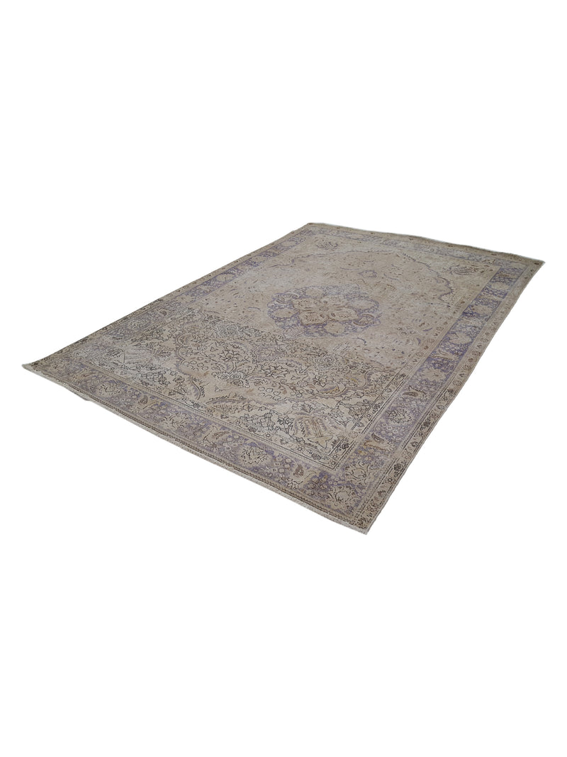 Pacific Vintage 41026 Ivory Purple Vintage Hand Knotted Rug