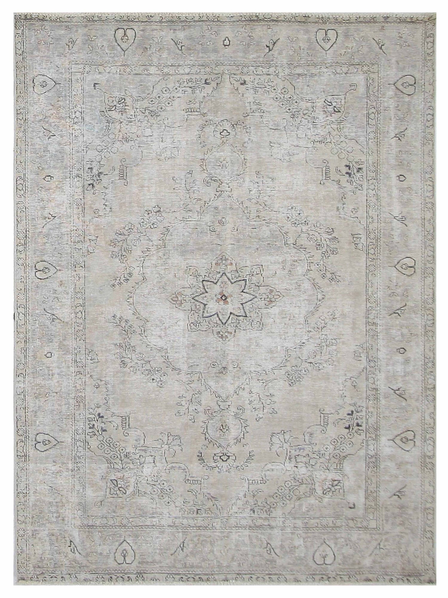 Pacific Vintage 41029 Beige Beige Vintage Hand Knotted Rug