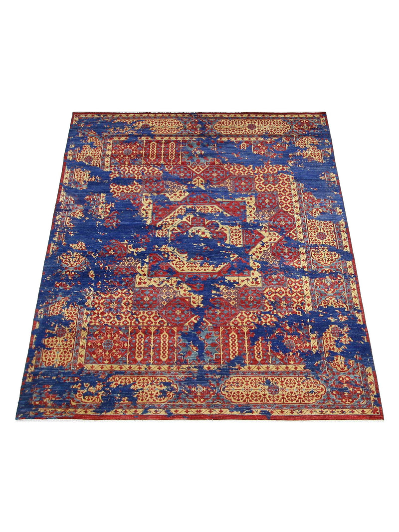 Pacific Modern 41118 Navy Red Contemporary Hand Knotted Rug