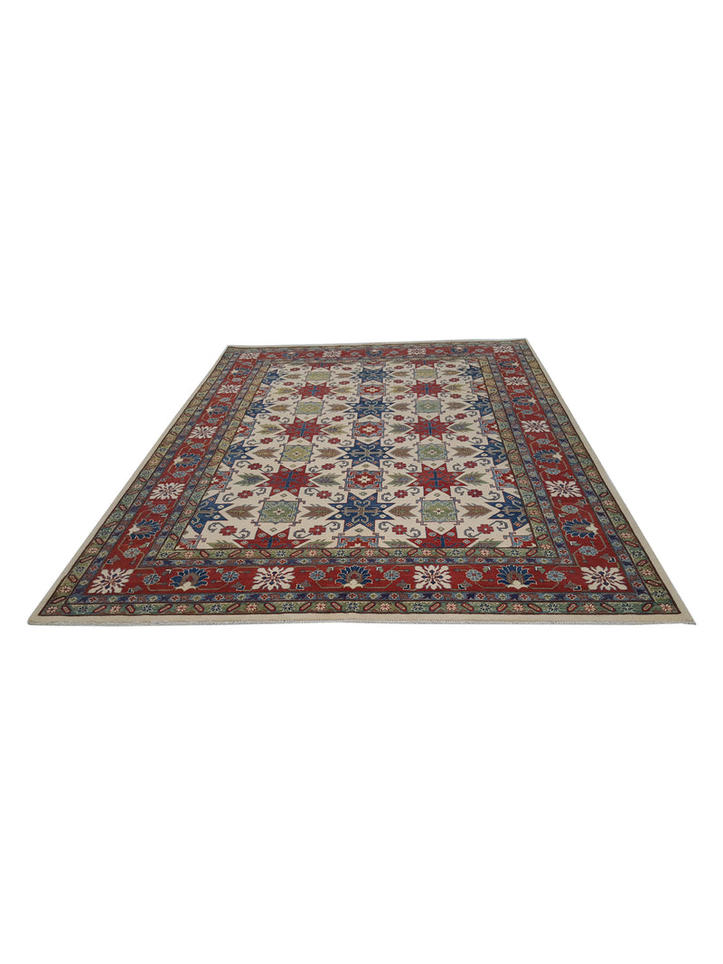 Pacific Kazak 41154 Ivory Red Traditional Hand Knotted Rug