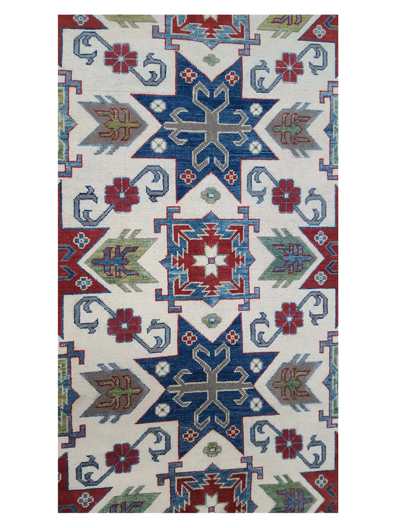 Pacific Kazak 41154 Ivory Red Traditional Hand Knotted Rug