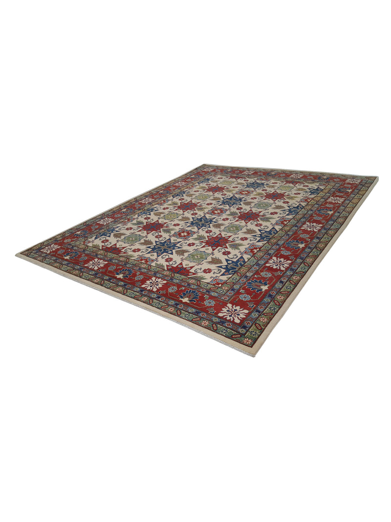 Pacific Kazak 41154 Ivory Red Traditional Hand Knotted Rug