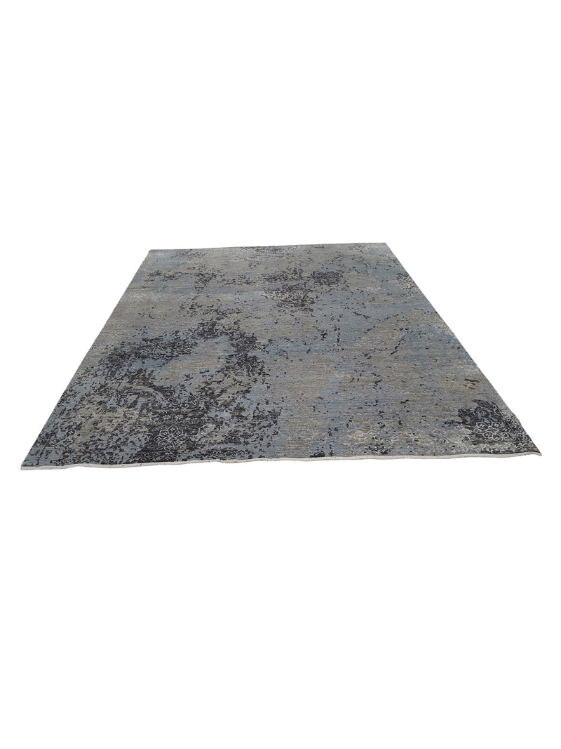 Pacific Erase 41168 Charcoal Lt.Blue Modern Hand Knotted Rug