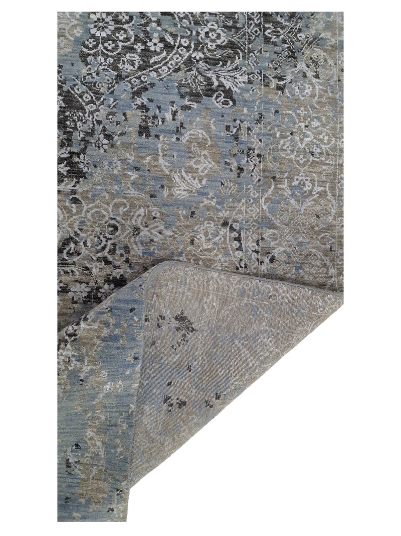 Pacific Erase 41168 Charcoal Lt.Blue Modern Hand Knotted Rug