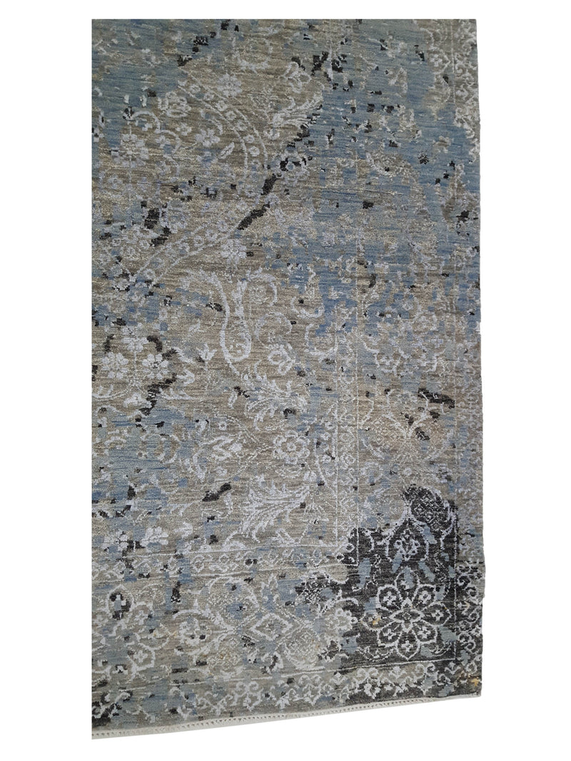 Pacific Erase 41168 Charcoal Lt.Blue Modern Hand Knotted Rug